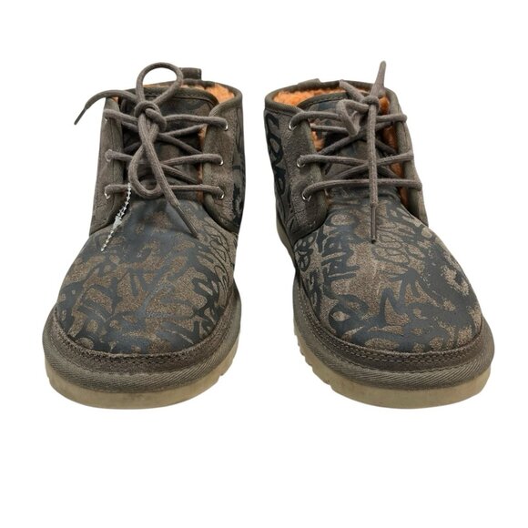 UGG Neumel Street Graffiti Boots Slate Womens 10 Orange Shearling Lined Lace Up - Picture 2 of 16